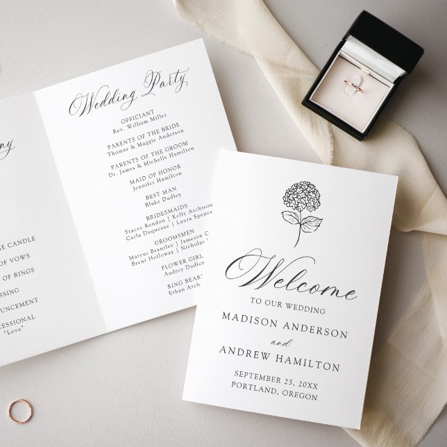 Programa de Boda de Hortensia de Carbón Clásico (Subido por el creador)