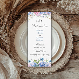 Programa de Boda de Hortensia Rosa Azul Claro Mono
