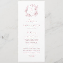 Programa de Boda de Hortensia Rosa Elegante Floral