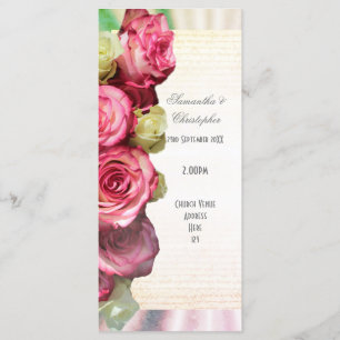 Programa de boda de iglesia floral rosa rosa rosa
