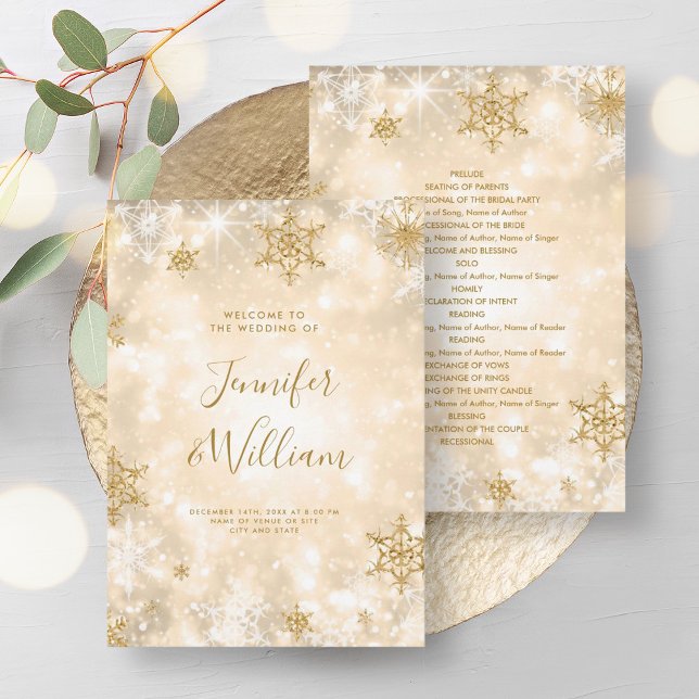 Programa de Boda de Invierno de Esparkle Gold (Festive Sparkle Gold Winter Wedding Program)
