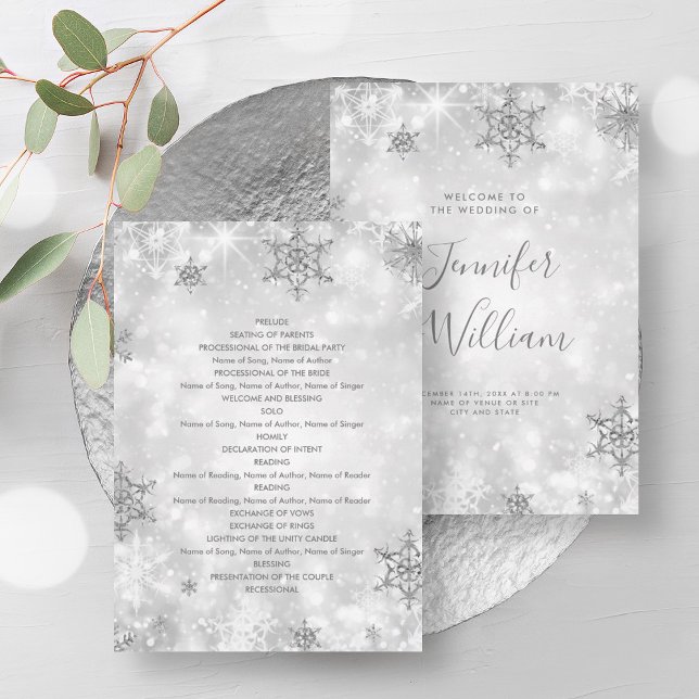 Programa de Boda de Invierno de Esparkle Plata Fes (Festive Sparkle Silver Winter Wedding Program)