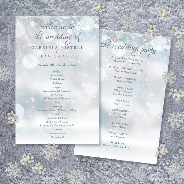 Programa de Boda de Invierno Primeras Copos de Nie (First Snowflakes Winter Wedding Program)