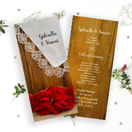 Programa de Boda de Invierno Rustic Red Poinsettia