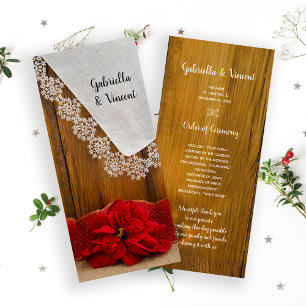 Programa de Boda de Invierno Rustic Red Poinsettia