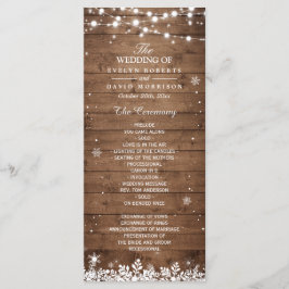 Programa de Boda de Invierno Rustic Wood Snowflake