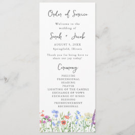 Programa de Boda de Jardín Boho de Flor Silvestre