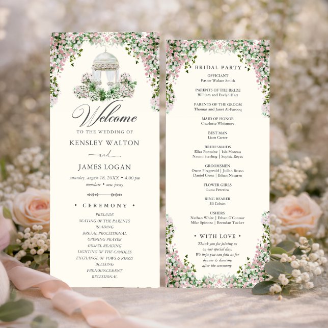Programa de Boda de Jardín Elegante con Toque Rosa (Subido por el creador)