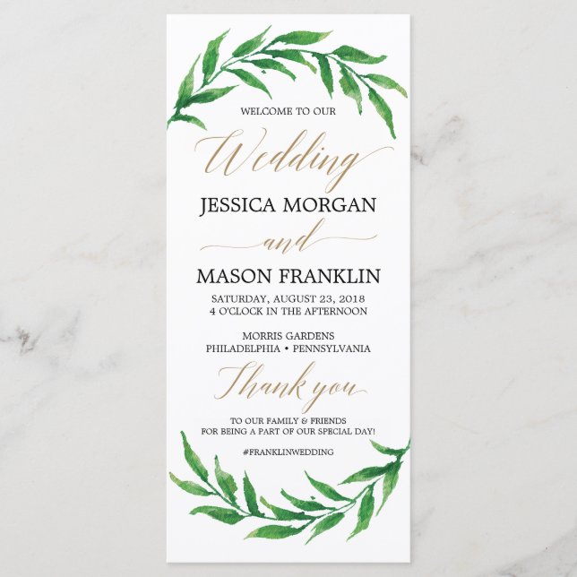 Programa de Boda de Jardín - Programa de la Ceremo (Anverso)