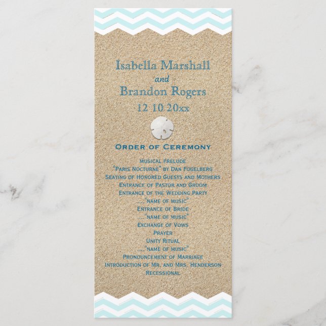 Programa de Boda de la Arena de Playa (Anverso)