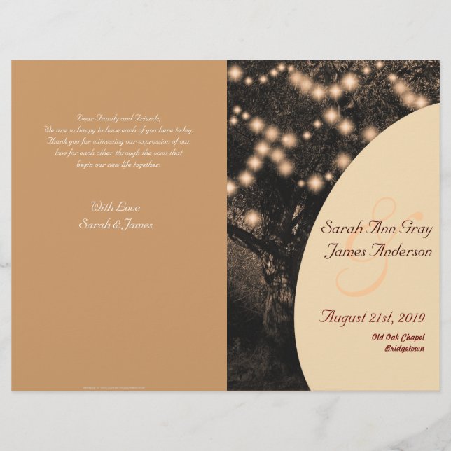 Programa de boda de la celebración de un árbol de  (Anverso)