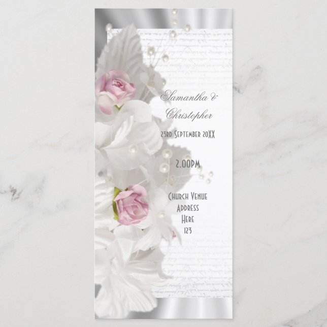 Programa de boda de la iglesia rosa rosa rosa rosa (Anverso)