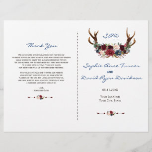 Programa de Boda de la Marina Rusa Merlot Floral A