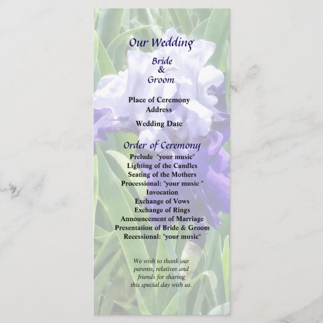 Programa de boda de la mejor apuesta de Iris (Anverso)