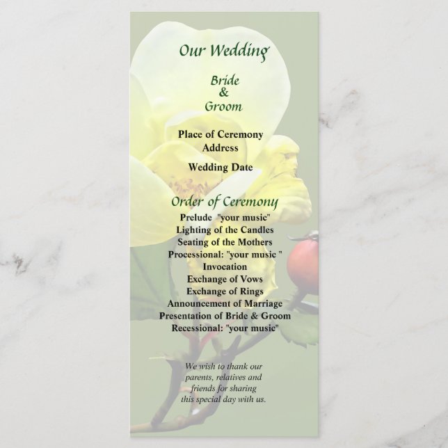 Programa de Boda de la Última Rosa de Verano (Anverso)