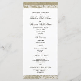 Programa de Boda de Lace Blanco y Burlap