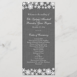 Programa de Boda de Lace de Invierno en Lino Gris