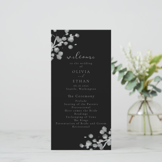 Programa de Boda de Lacquer Negro (Anverso de pie)