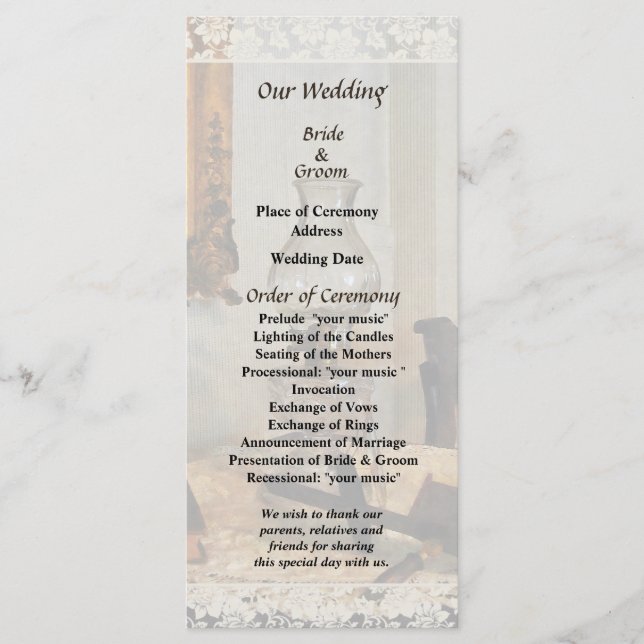 Programa de Boda de Lámpara de Vidrio y Stereoptic (Anverso)