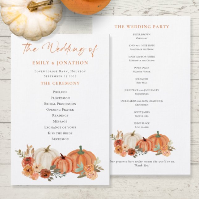 Programa de Boda de las Calabazas Florales del oto (Subido por el creador)
