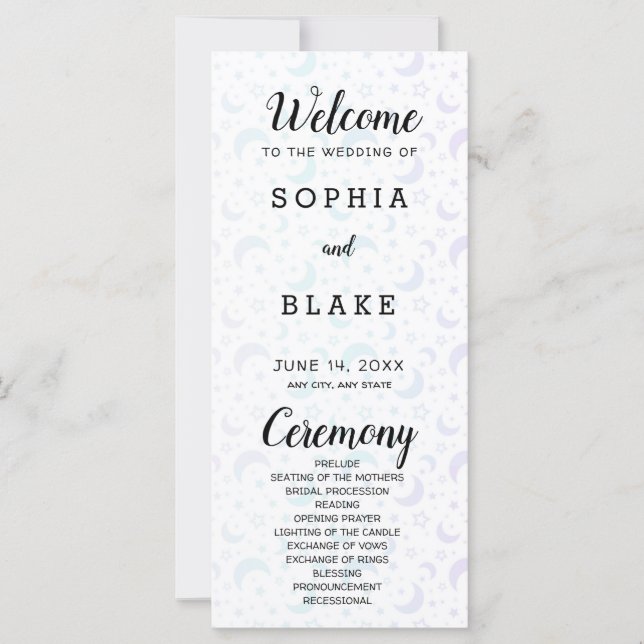 Programa de Boda de las Lunas de Creciente Azul y  (Anverso)