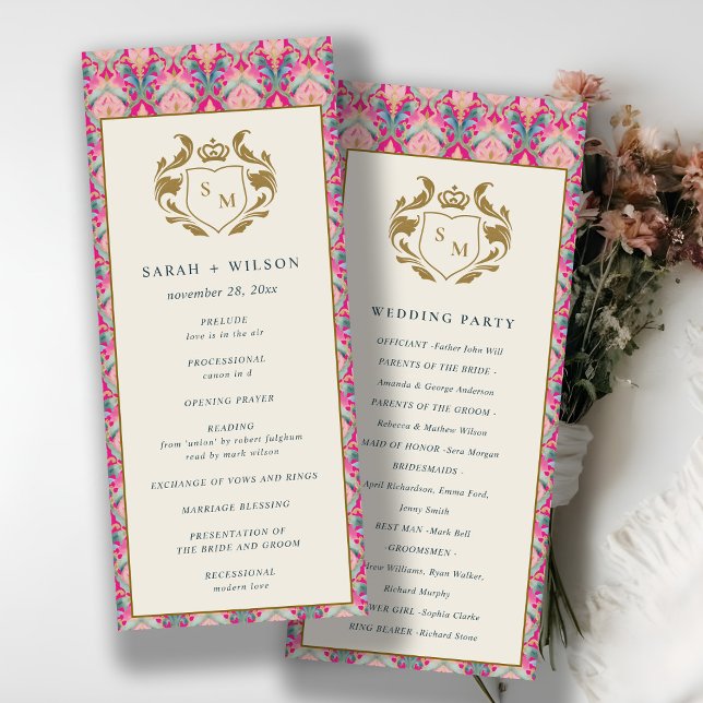 Programa de Boda de Laurel Floral Clásico de Oro R (Subido por el creador)