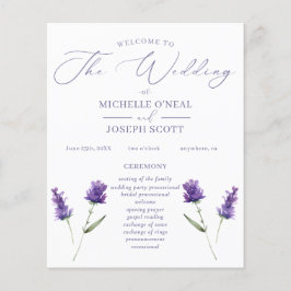 Programa de Boda de Lavanda Bliss Elegant Watercol