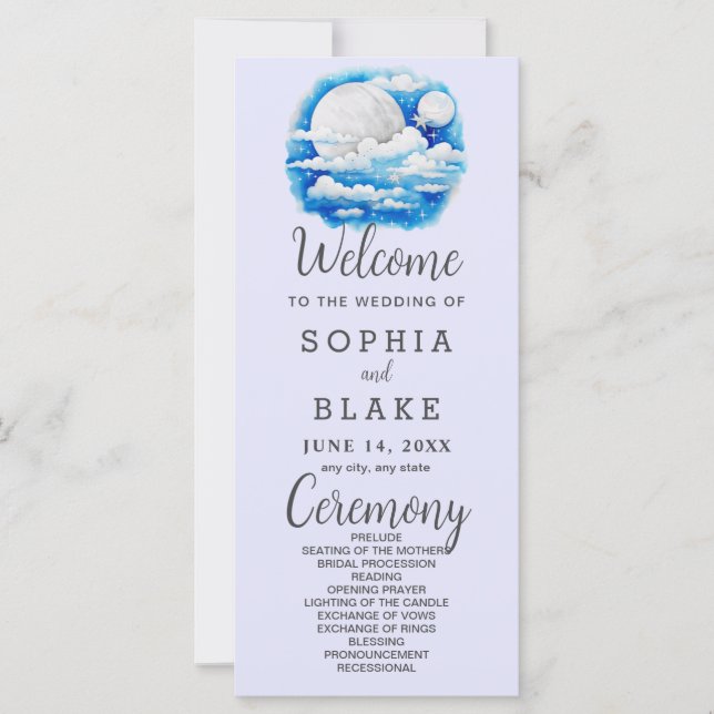 Programa de Boda de Lavanda de Estrellas Celestes  (Anverso)