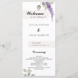 Programa de Boda de Lavanda minimalista Eucalyptus