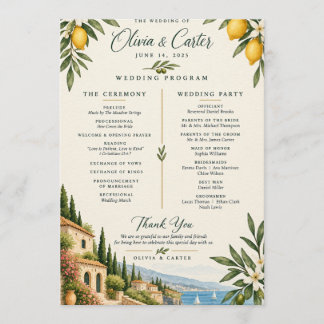 Programa de Boda de Limón Mediterráneo | Villa Ita