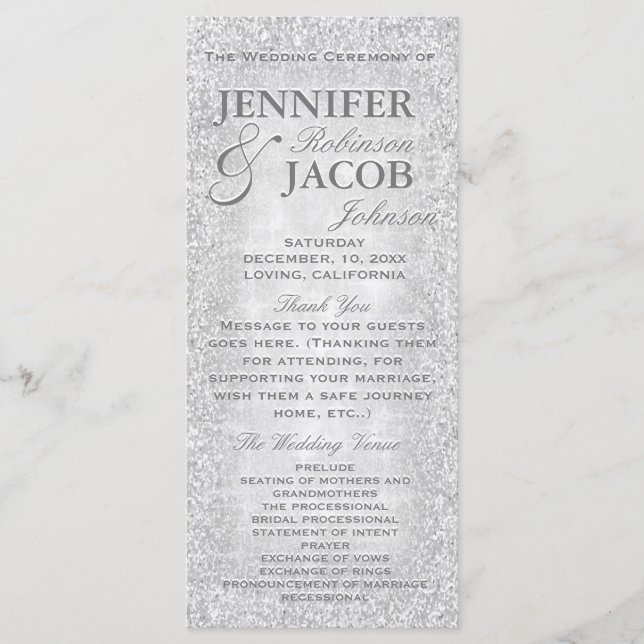 Programa de Boda de Luces Plateadas (Anverso)