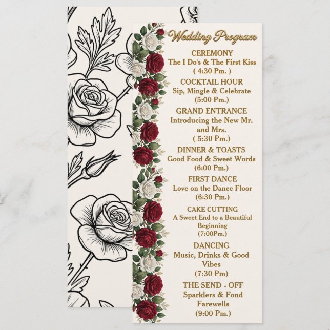 Programa de Boda de Lujo con Rosa de Nueva York co (Anverso / Reverso)