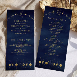 Programa de Boda de Luna Creciente Dorada Azul Cel