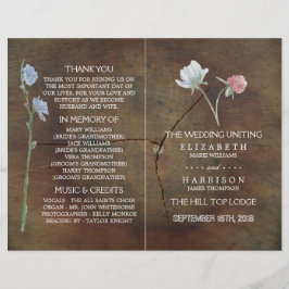 Programa de Boda de Madera de Roble con Flor Silve