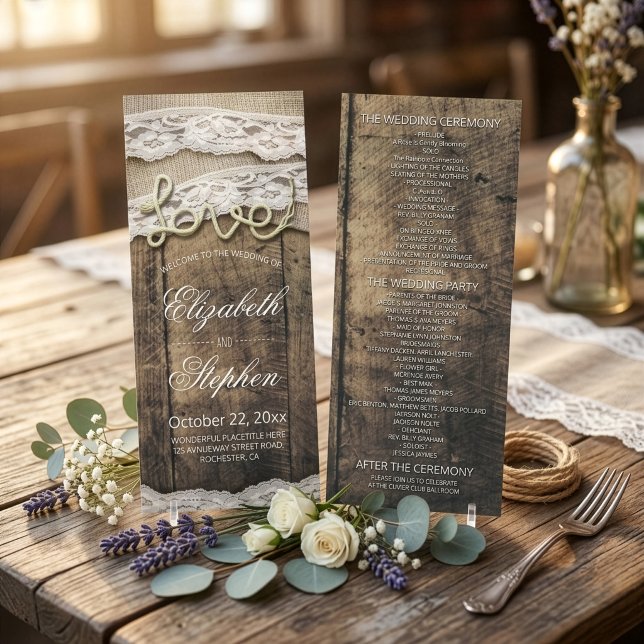 Programa de Boda de Madera Rústica con Cuerda de A (Subido por el creador)