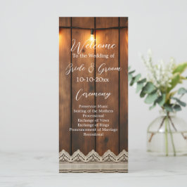 Programa de Boda de Madera Rústica y Encaje