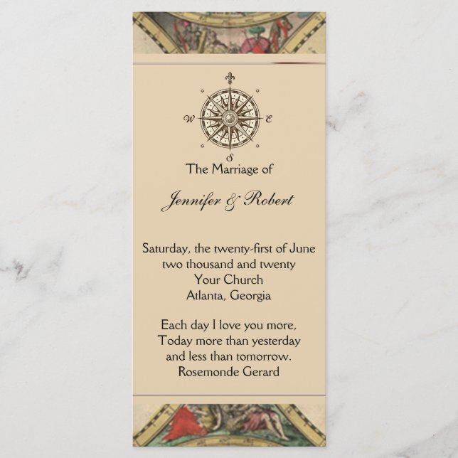 Programa de Boda de Mapa del Antiguo Mundo (Anverso)