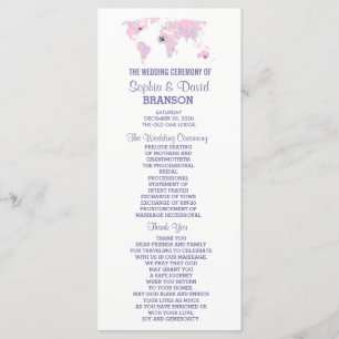 Programa de Boda de Mapa Mundial de Acuarela de De