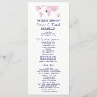 Programa de Boda de Mapa Mundial de Acuarela de De