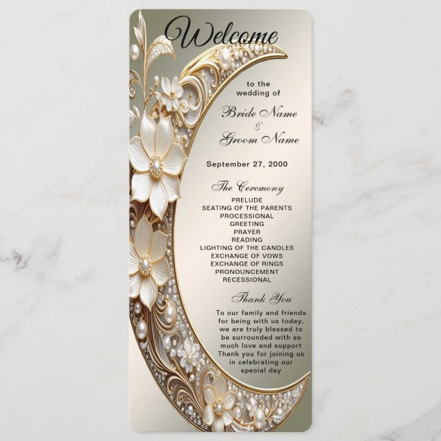 Programa de Boda de Marco de Luna Creciente Decora (Anverso)