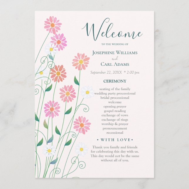 Programa de Boda de Margaritas Campestres Lindas (Reverso)