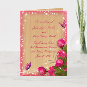 Programa de Boda de Mariposa Floral Rosada de Made