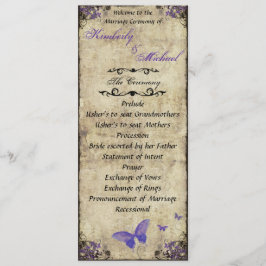 Programa de Boda de Mariposa Morada de Doble Cara