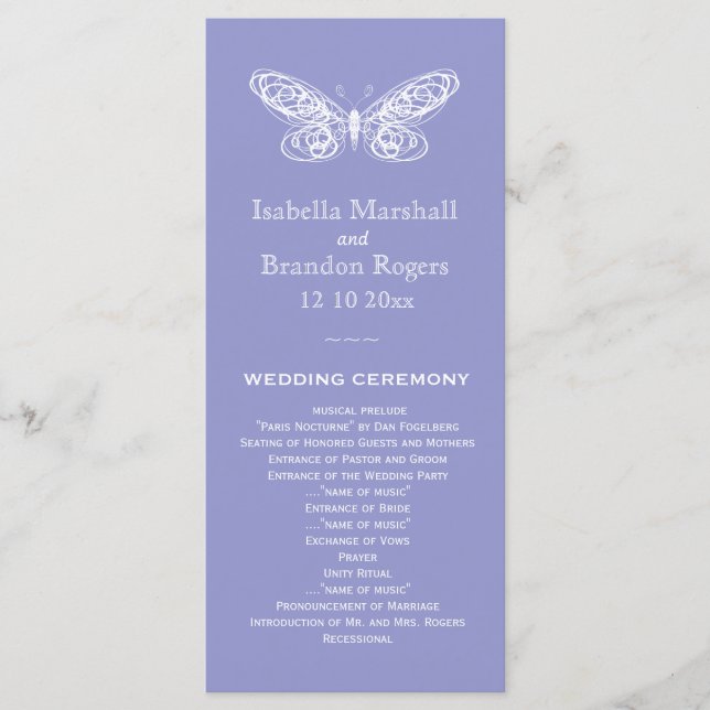 Programa de Boda de Mariposa Violeta (Anverso)