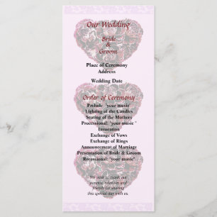Programa de Boda de Maroon Carnation Heart Pink Bk