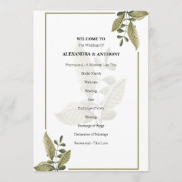 Programa de Boda de Minimalista Elegante con Veget