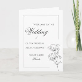 Programa de boda de moda elegante con flores de am