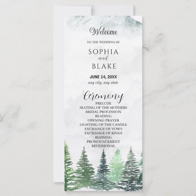 Programa de Boda de Montañas Rústicas y Bosque (Anverso)