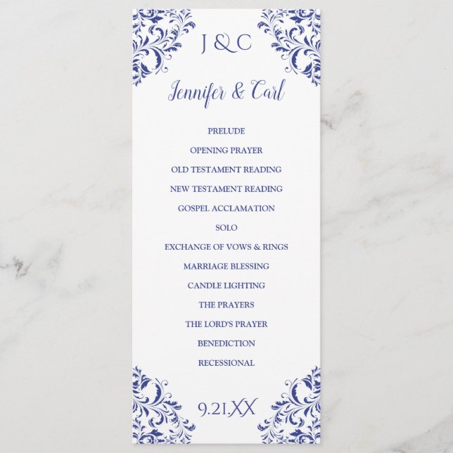 Programa de Boda de Nadine | Largo de Té (Azul Rea (Anverso)