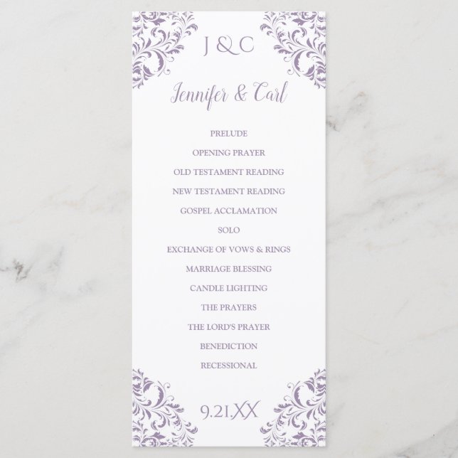 Programa de Boda de Nadine | Largo de Té (Lavanda) (Anverso)